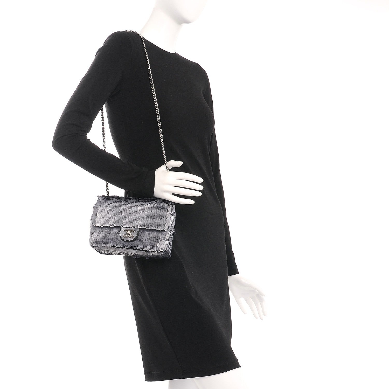Chanel Sequin Paillette Small Flap Grey 2 of 9