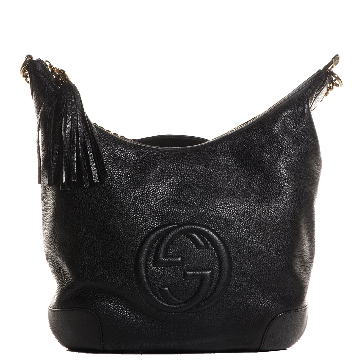 Gucci Pebbled Calfskin Medium Soho Chain Hobo Black 1 of 9