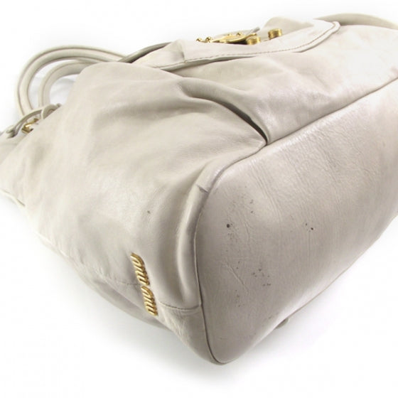 Miu Miu Vitello Lux Leather Large Bag Ivory 5 of 12