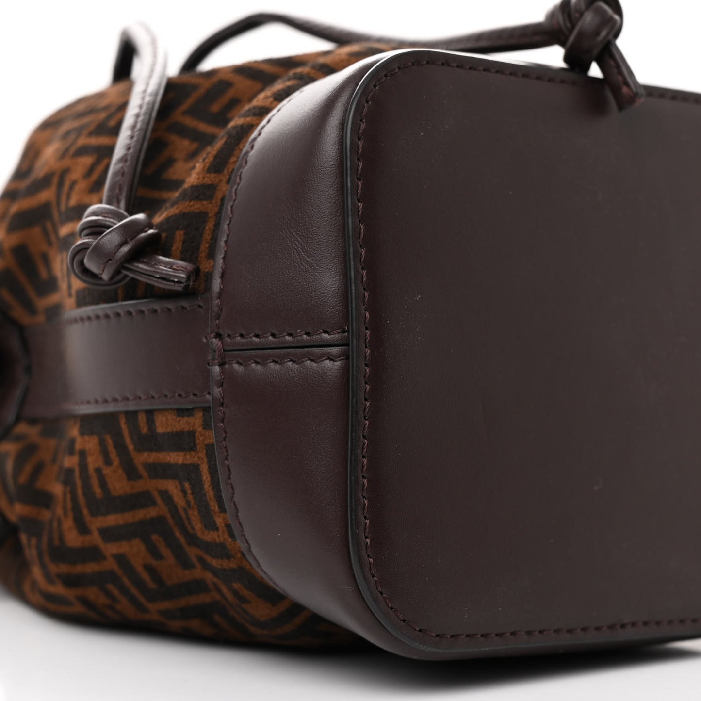 Suede Vitello King F is Fendi Micro FF Mini Mon Tresor Bucket Bag Sigaro Marrone Ebano