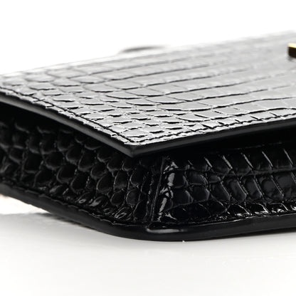 Saint Laurent Crocodile Embossed Monogram Phone Holder Crossbody Black 9 of 14
