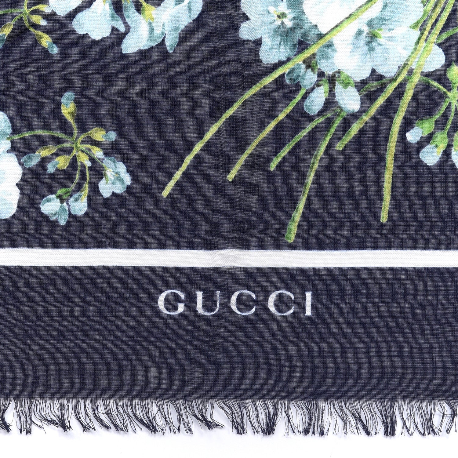 Gucci Modal Silk New Bloomy Shawl Midnight Blue Sky Blue 2 of 5