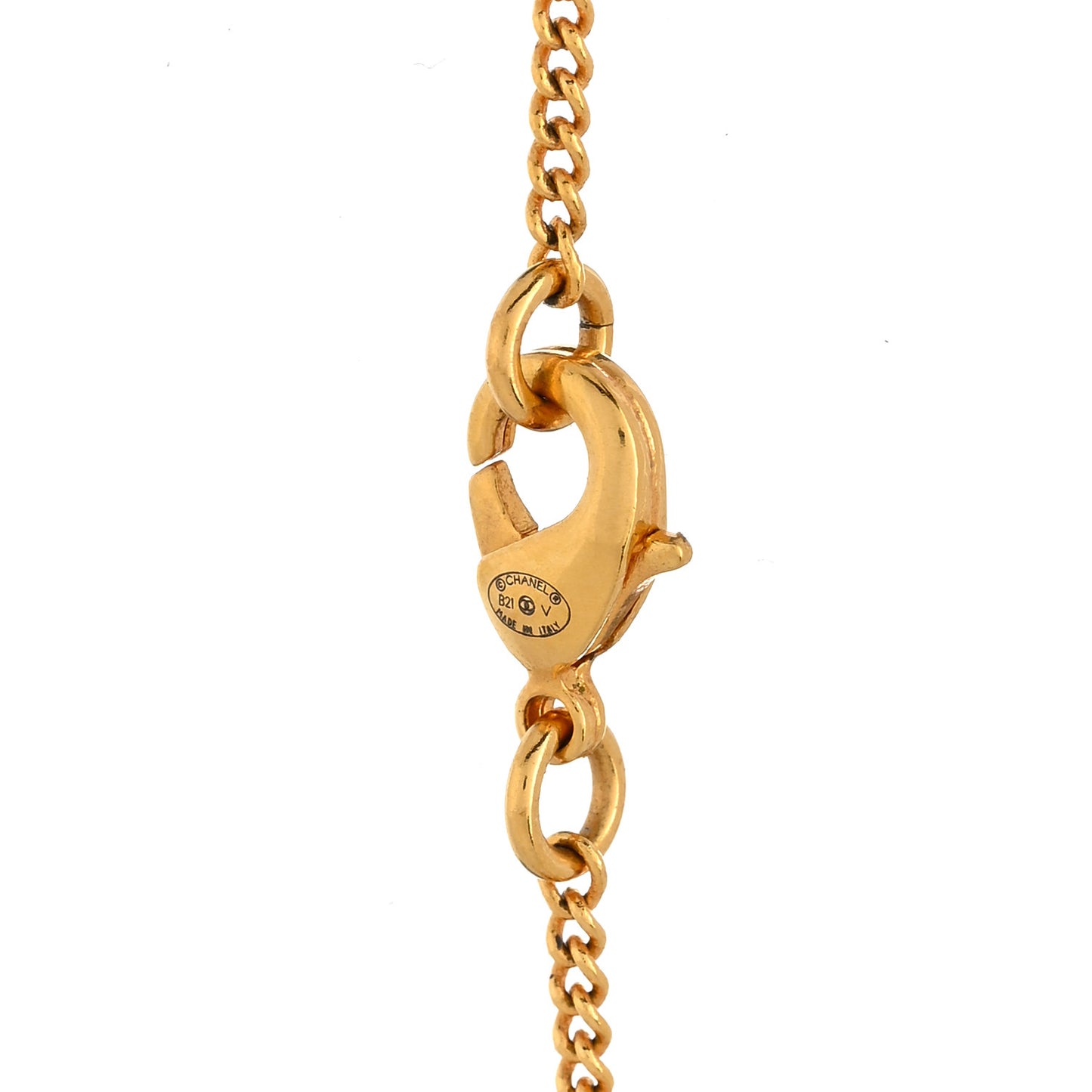 Metal CC Paris Button Necklace Gold