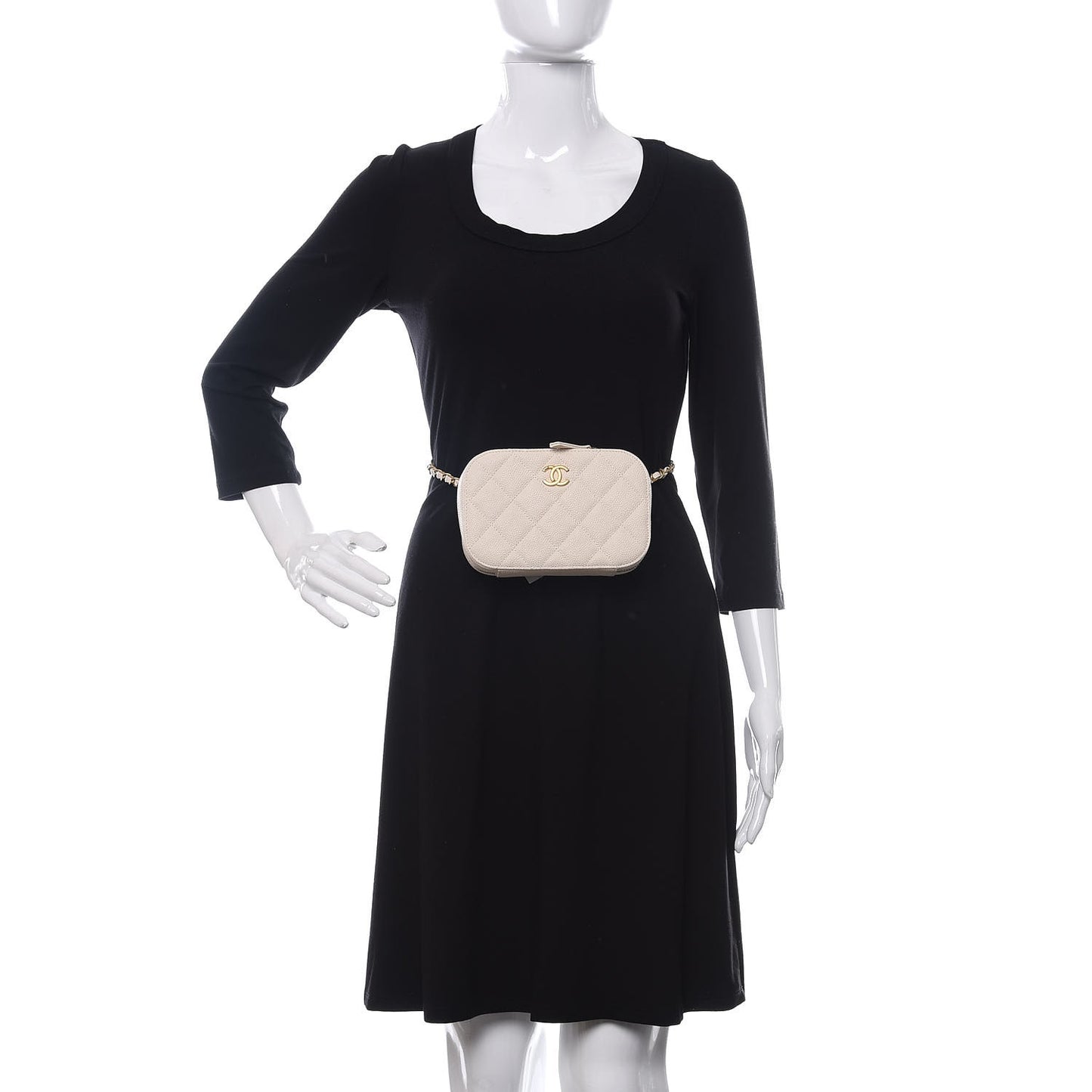 Caviar Quilted Flap Waist Bag White