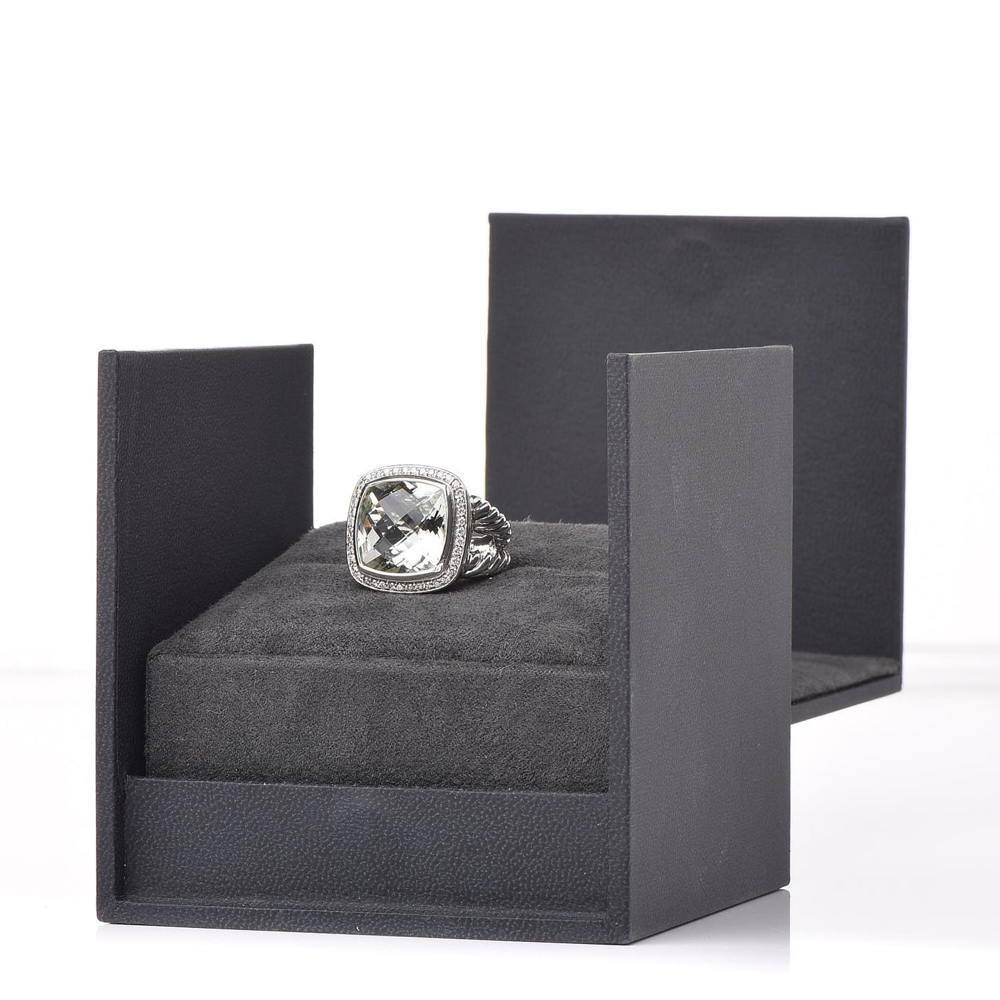 Sterling Silver Diamond Prasiolite 14mm Albion Ring 50 5.25