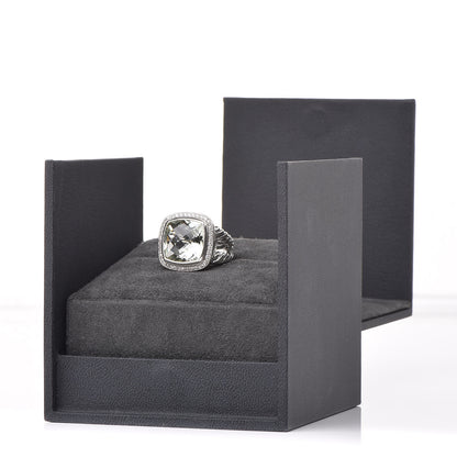 David Yurman Sterling Silver Diamond Prasiolite 14mm Albion Ring 50 5.25 7 of 7