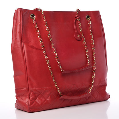 Chanel Lambskin Quilted Tote Red 3 of 16