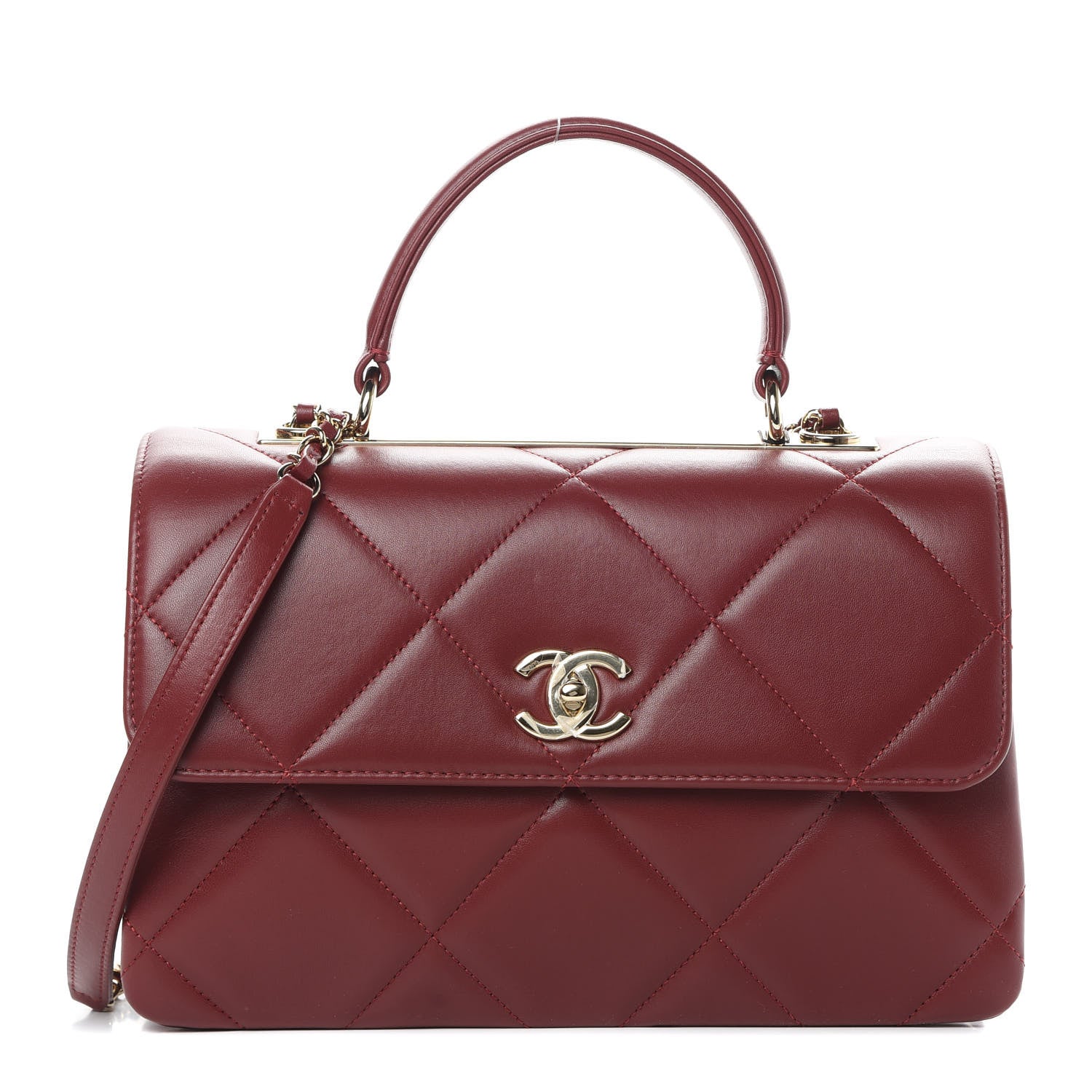 Chanel Lambskin Quilted Medium Trendy CC Flap Dual Handle Bag Burgundy 1 of 12
