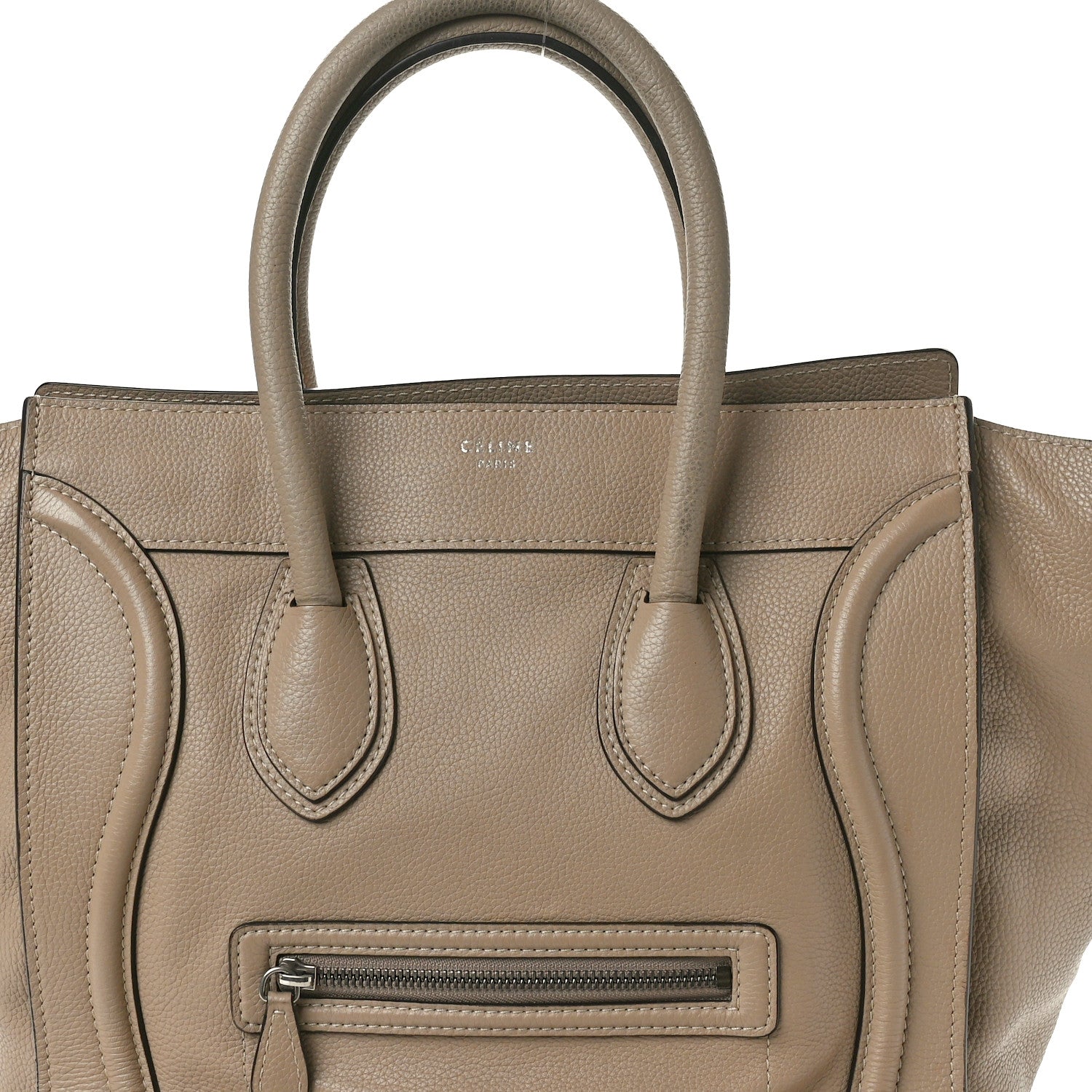 Celine Drummed Calfskin Mini Luggage Dune 8 of 12