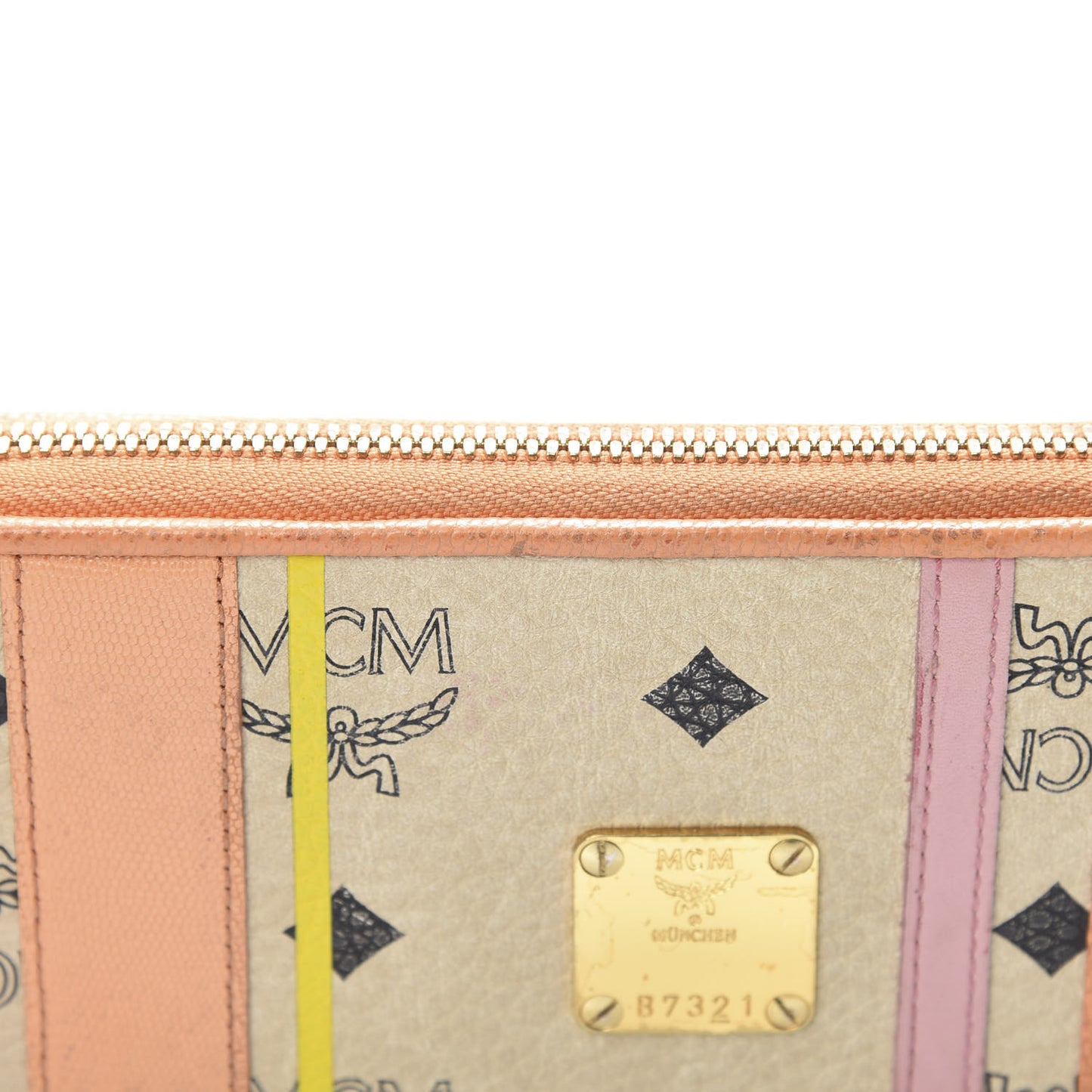 Visetos Striped Zip Around Wallet Beige Orange