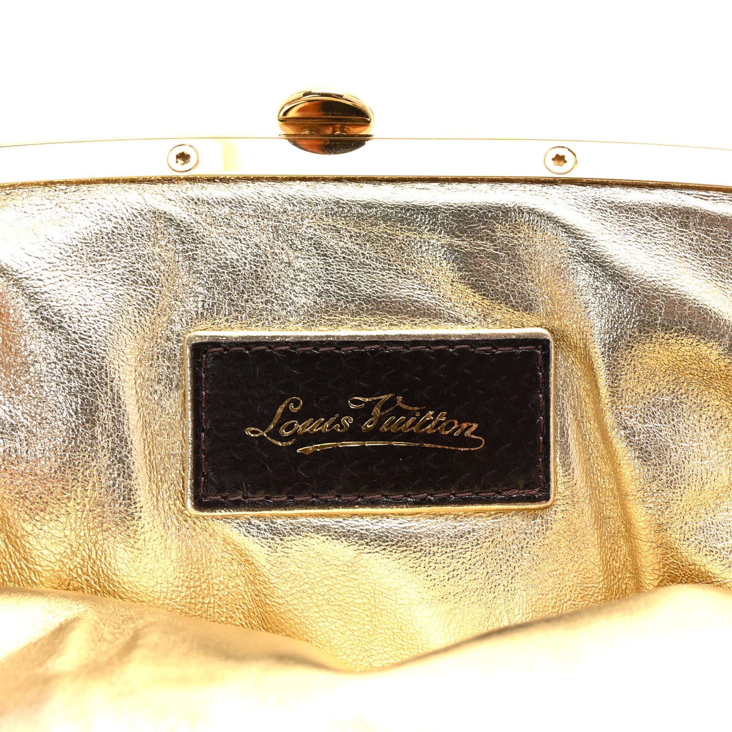 Satin Monogram Aumoniere Clutch Brown