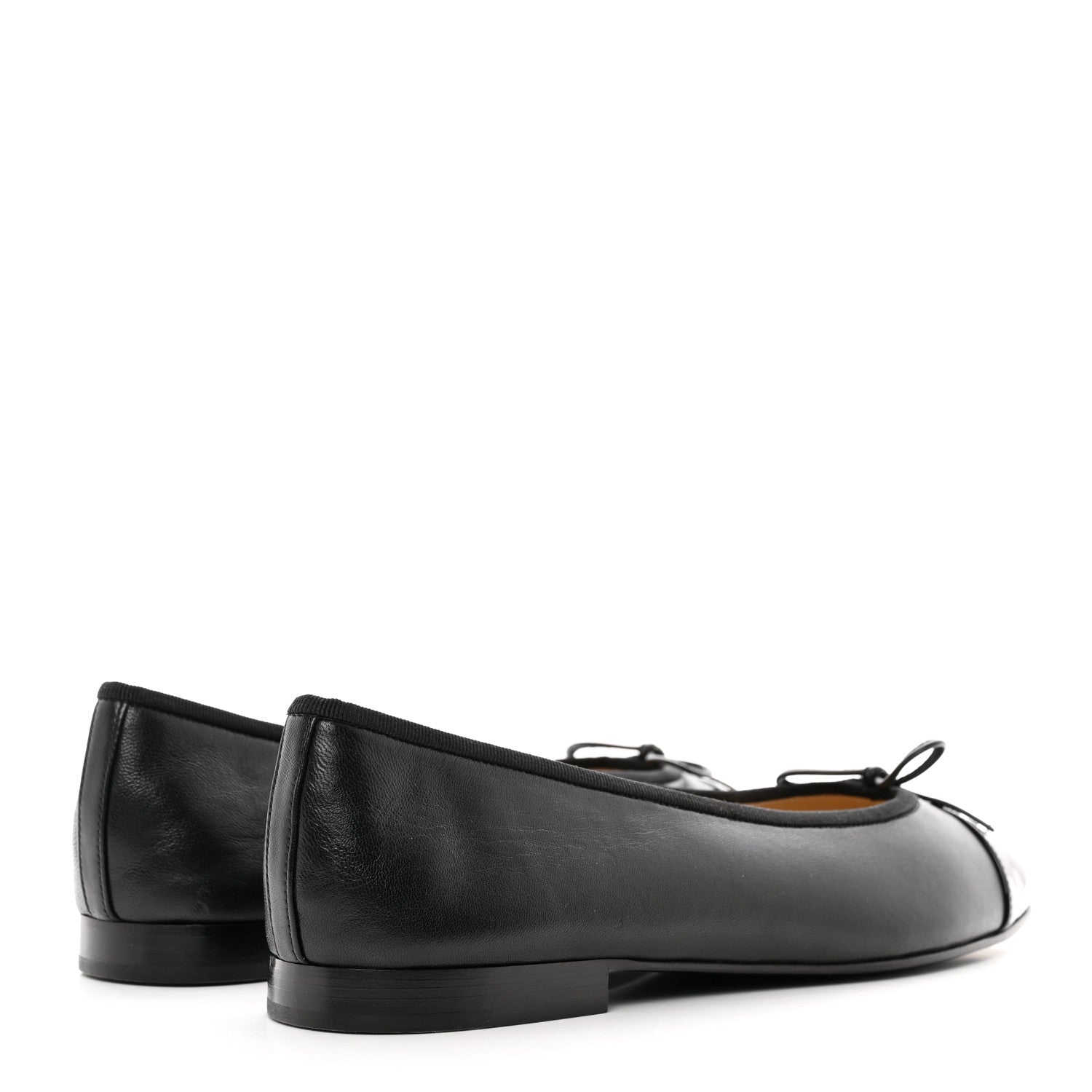 Chanel Lambskin Patent Cap Toe Ballerina Flats 41 Black 4 of 9