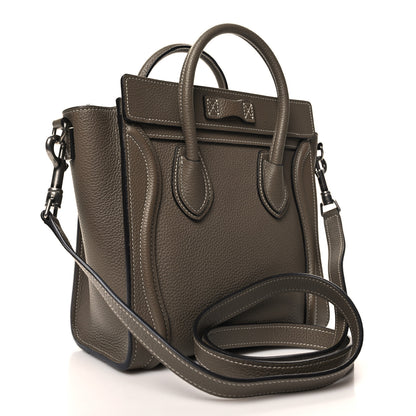 Celine Drummed Calfskin Nano Luggage Souris 3 of 10