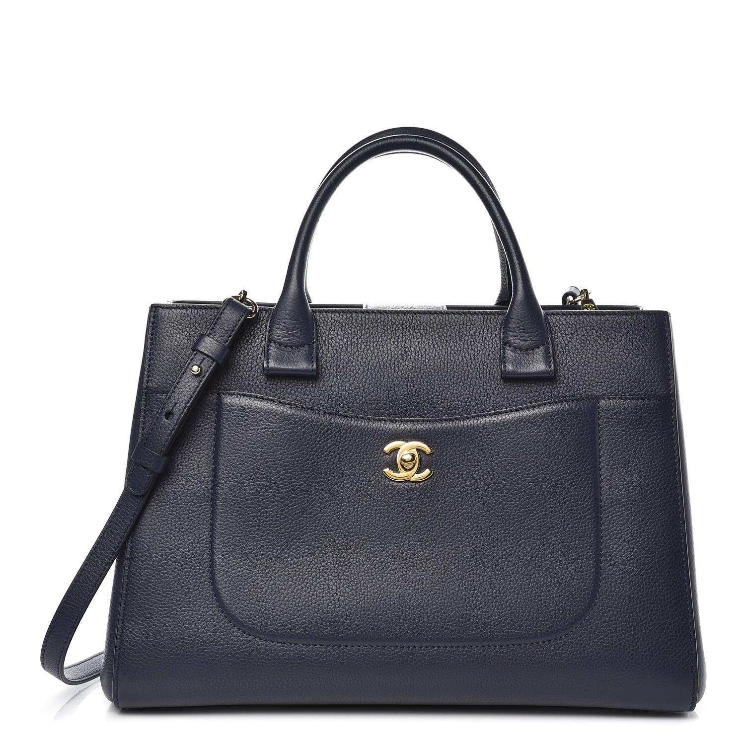 Chanel Grained Calfskin Medium Neo Executive Shopper Tote Navy 1 of 7