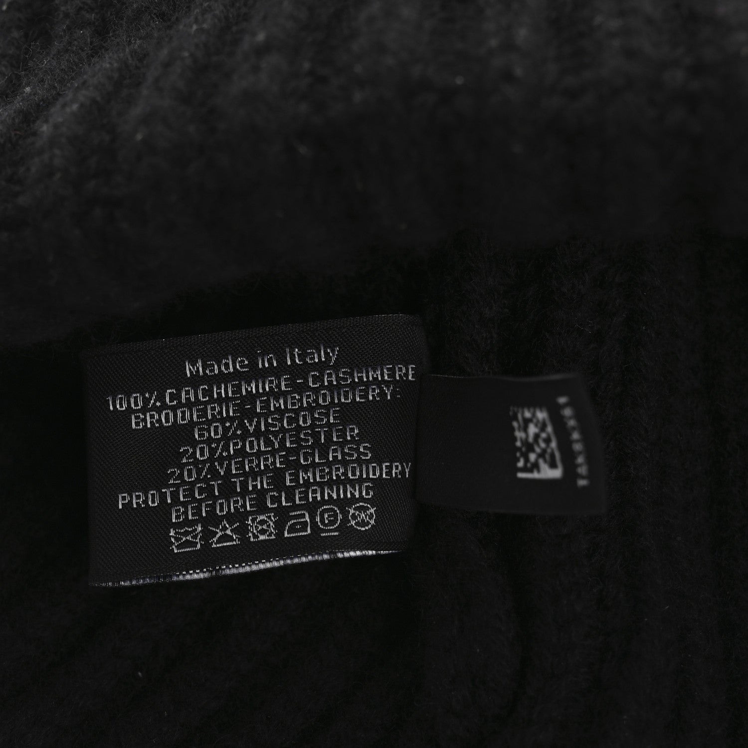 Chanel Cashmere Beaded Sequin Logo Beanie Hat Black 6 of 6