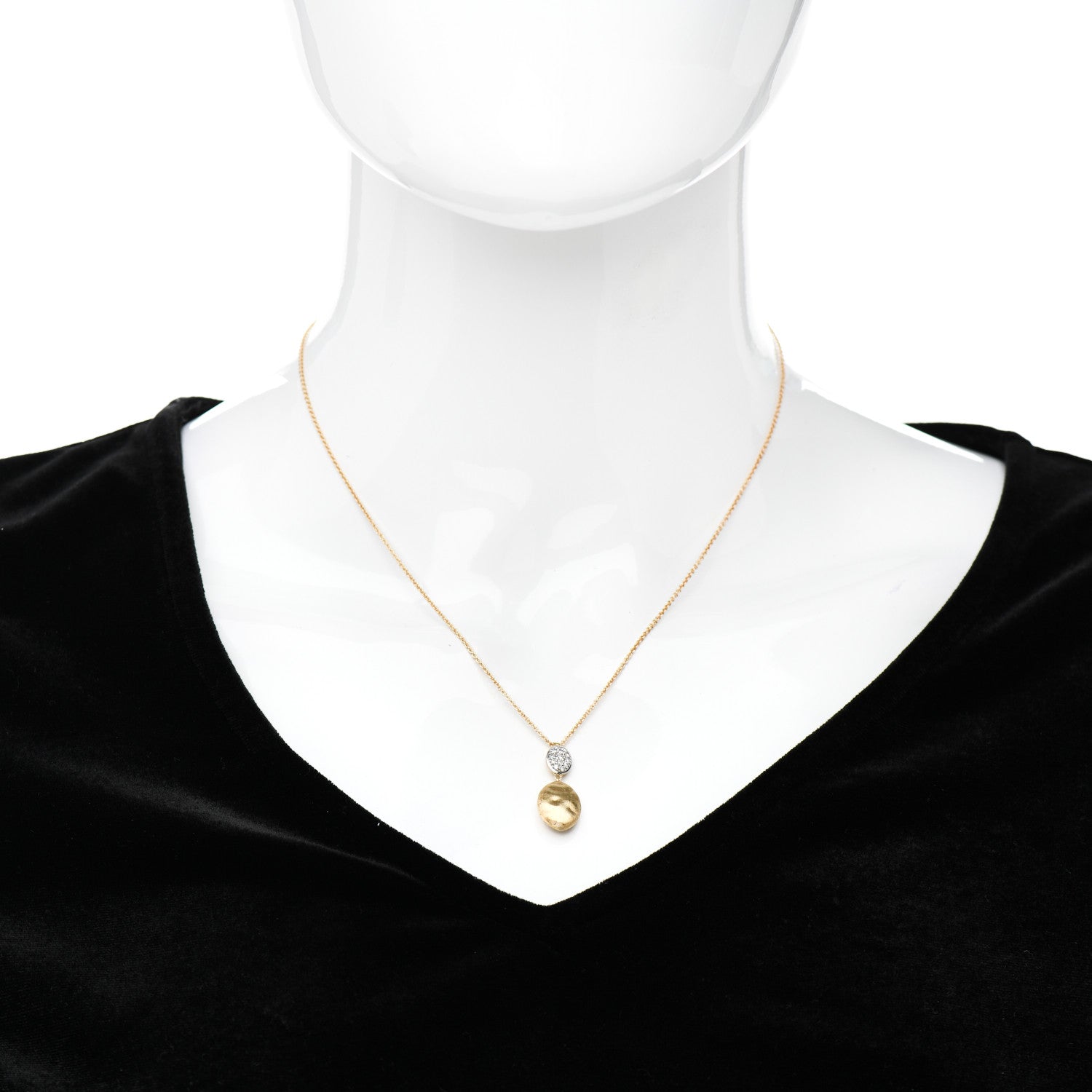 Marco Bicego 18K Yellow Gold Diamond Siviglia Drop Necklace 2 of 4