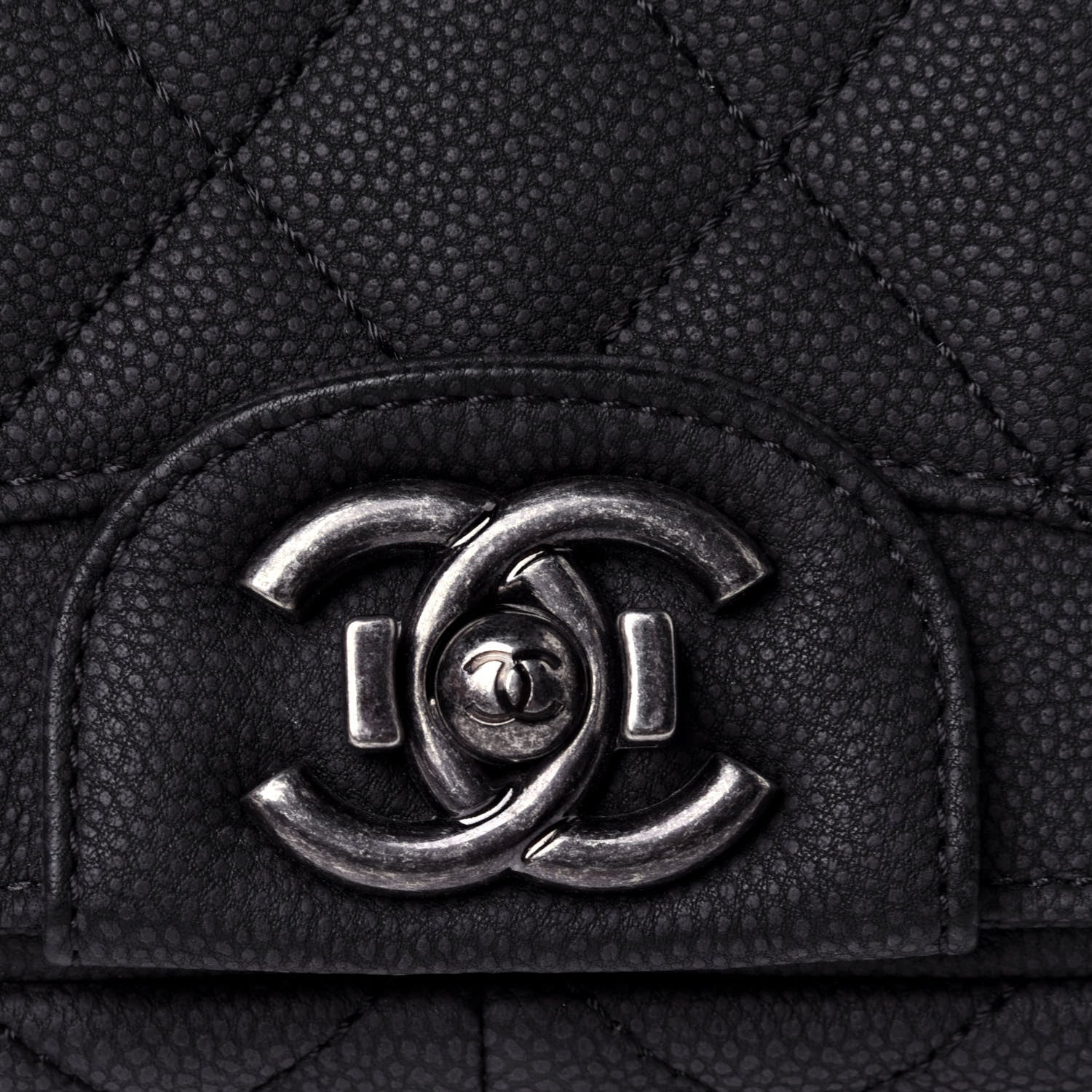 Chanel Washed Caviar Quilted Small Square Turn Around Ligne Flap Dark Grey 10 of 10