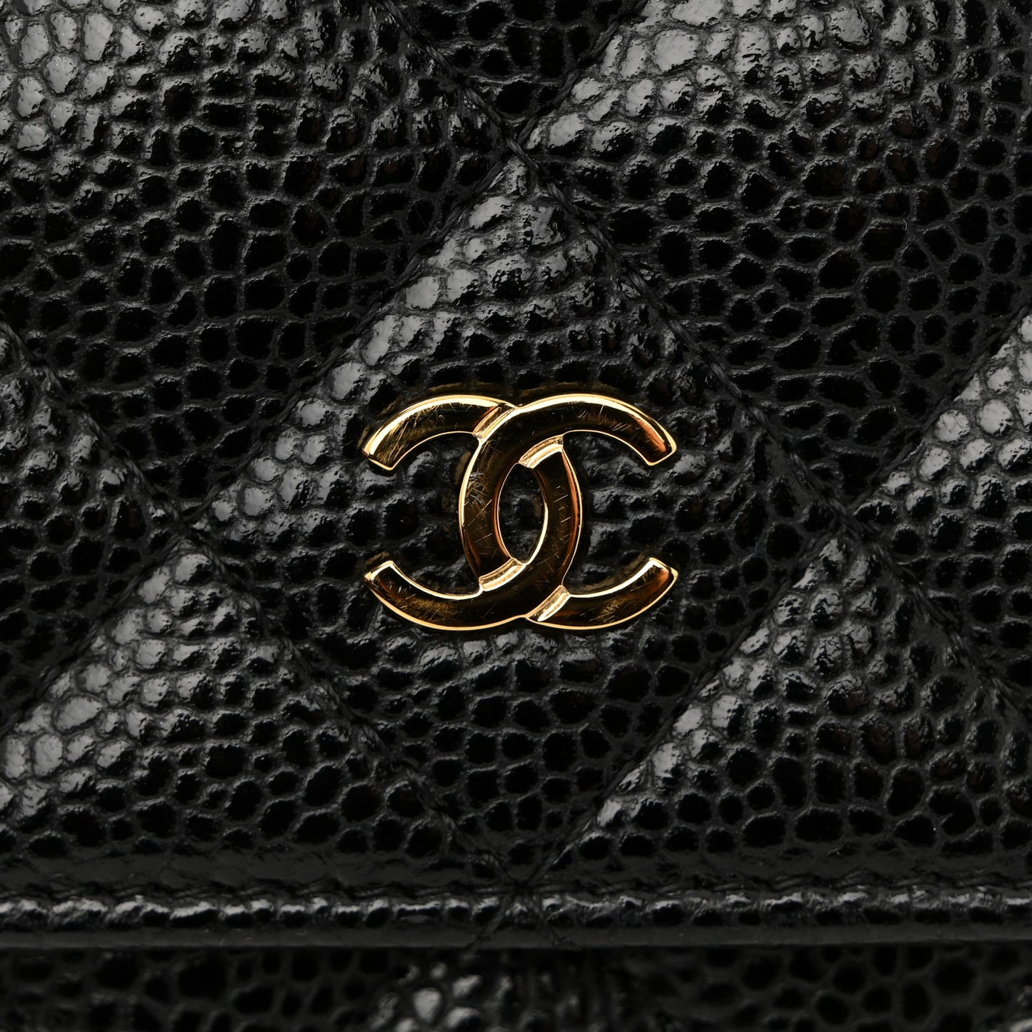 Caviar Quilted Wallet On Chain WOC Black