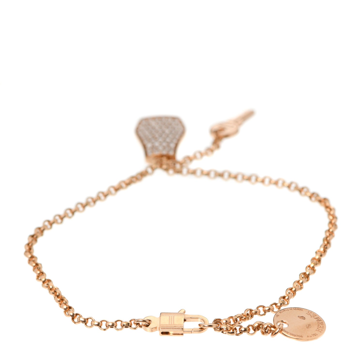 Hermes 18K Rose Gold Diamond PM Kelly Clochette Bracelet SH 3 of 6