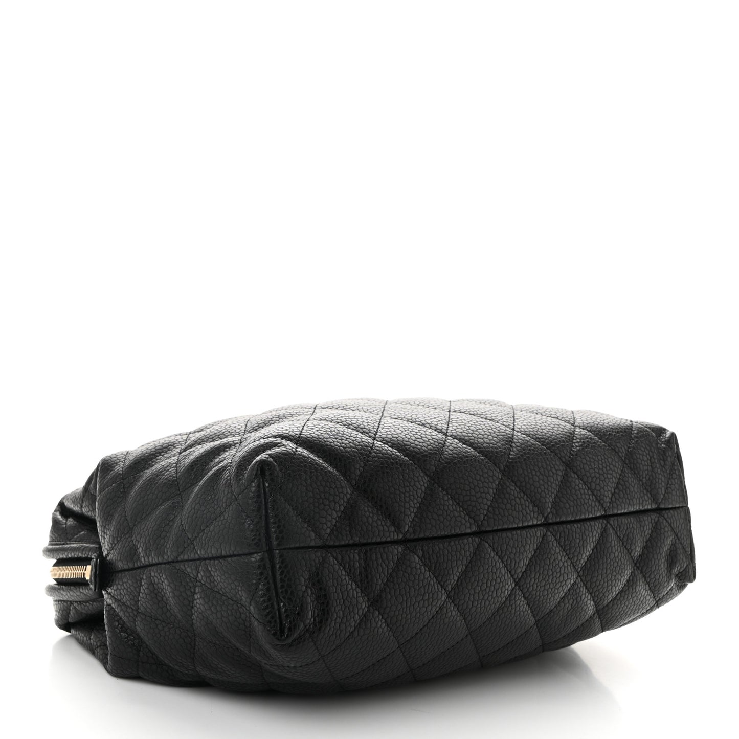 Shiny Caviar Quilted Large Bowling Bag Black