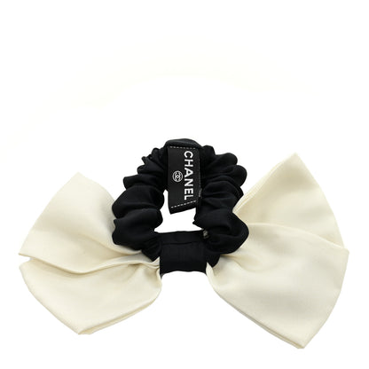 Chanel Bow CC Hair Scrunchie Black White 2 of 3