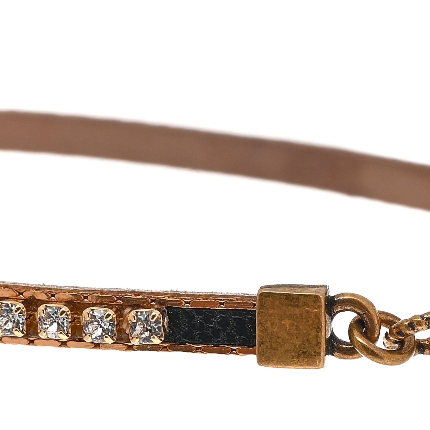 Metal Crystal Double G Bracelet Aged Gold
