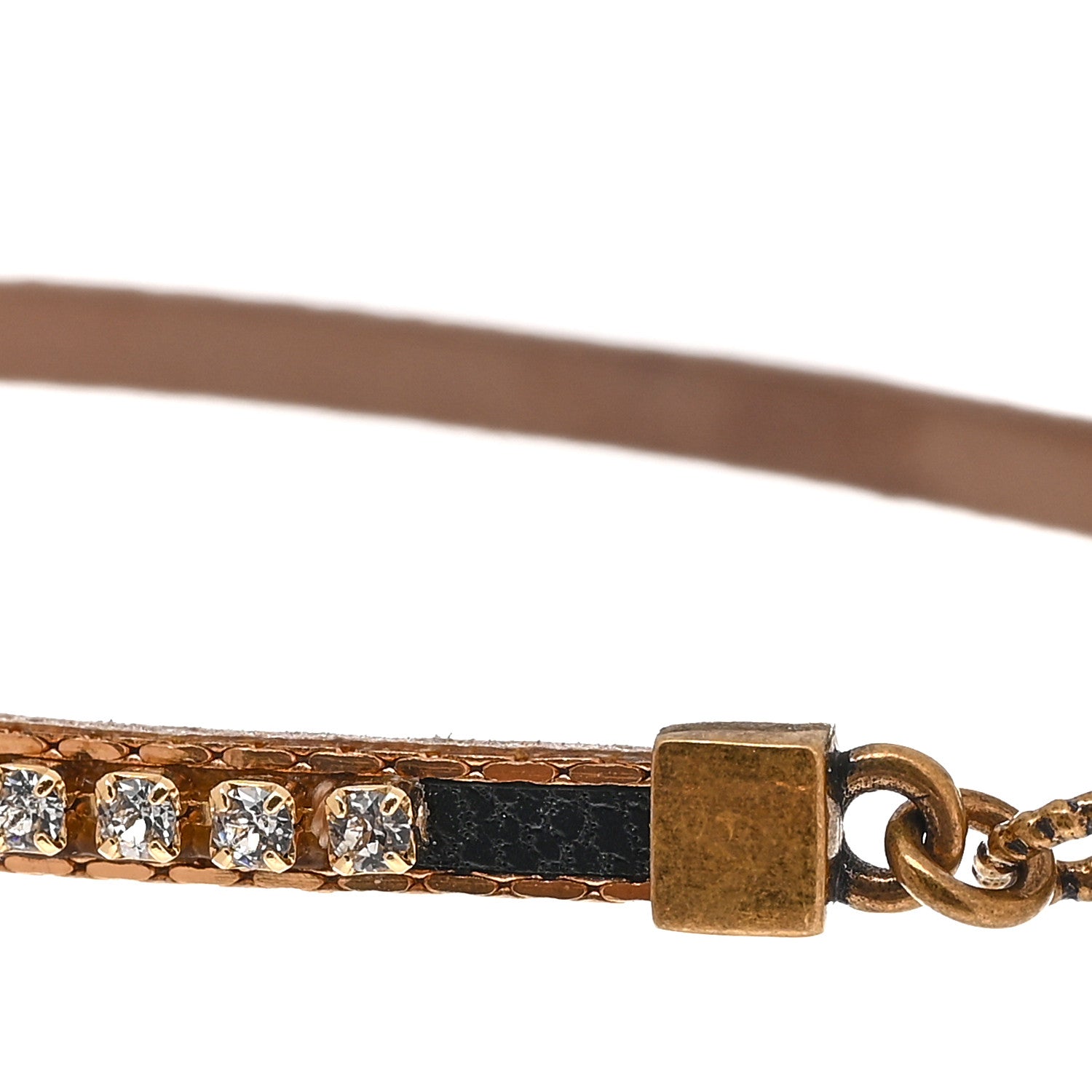 Gucci Metal Crystal Double G Bracelet Aged Gold 6 of 6