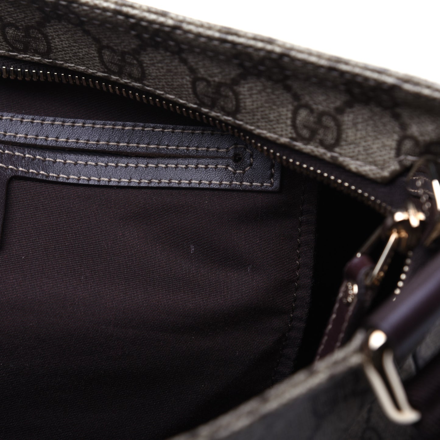 GG Supreme Monogram Medium Flat Messenger Bag Dark Brown