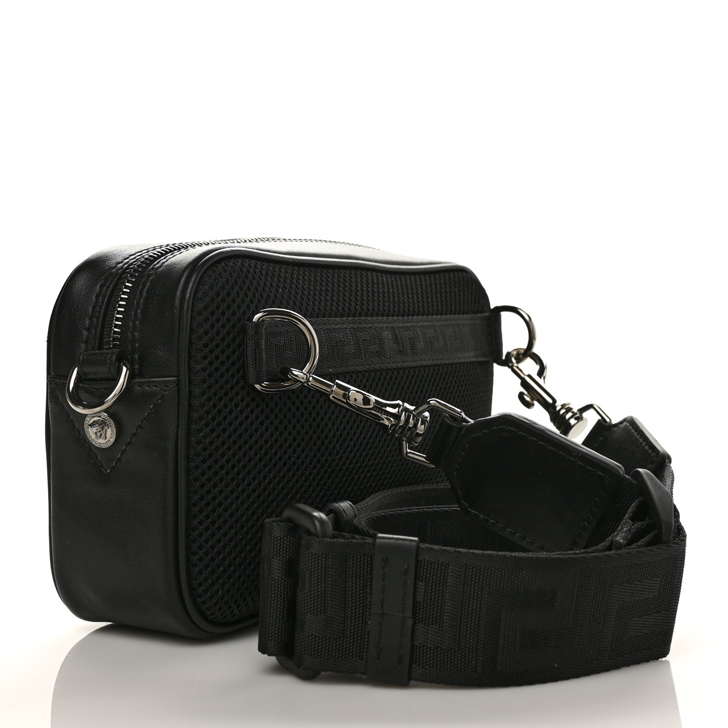 Versace Calfskin Messenger Bag Black 2 of 8