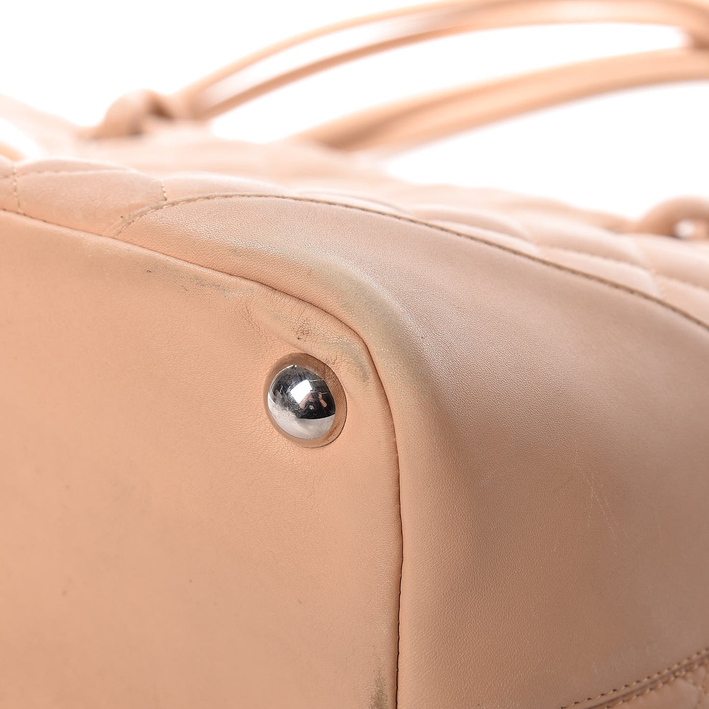 Calfskin Quilted Large Cambon Tote Beige