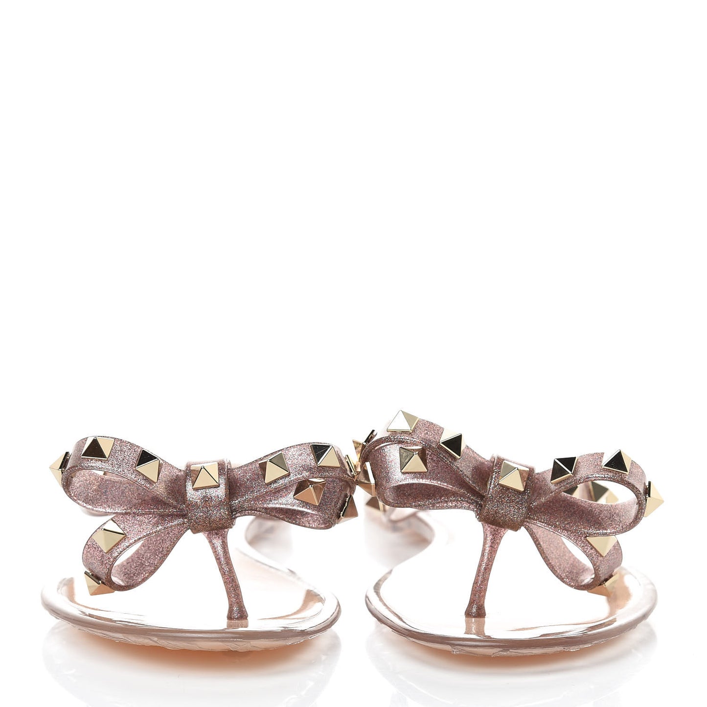PVC Jelly Glitter Rockstud Bow Thong Sandals 35 Multicolor