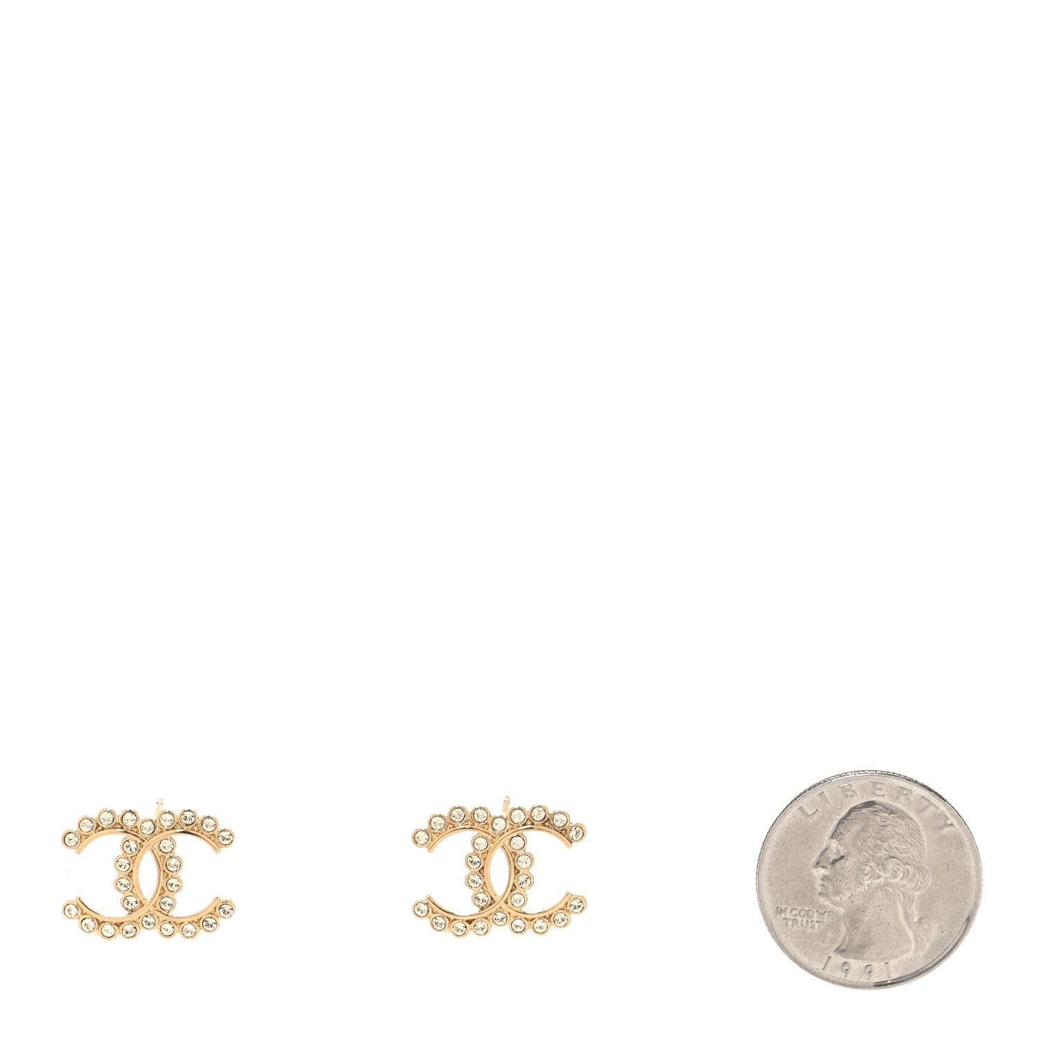 Chanel Crystal CC Earrings Gold 2 of 5