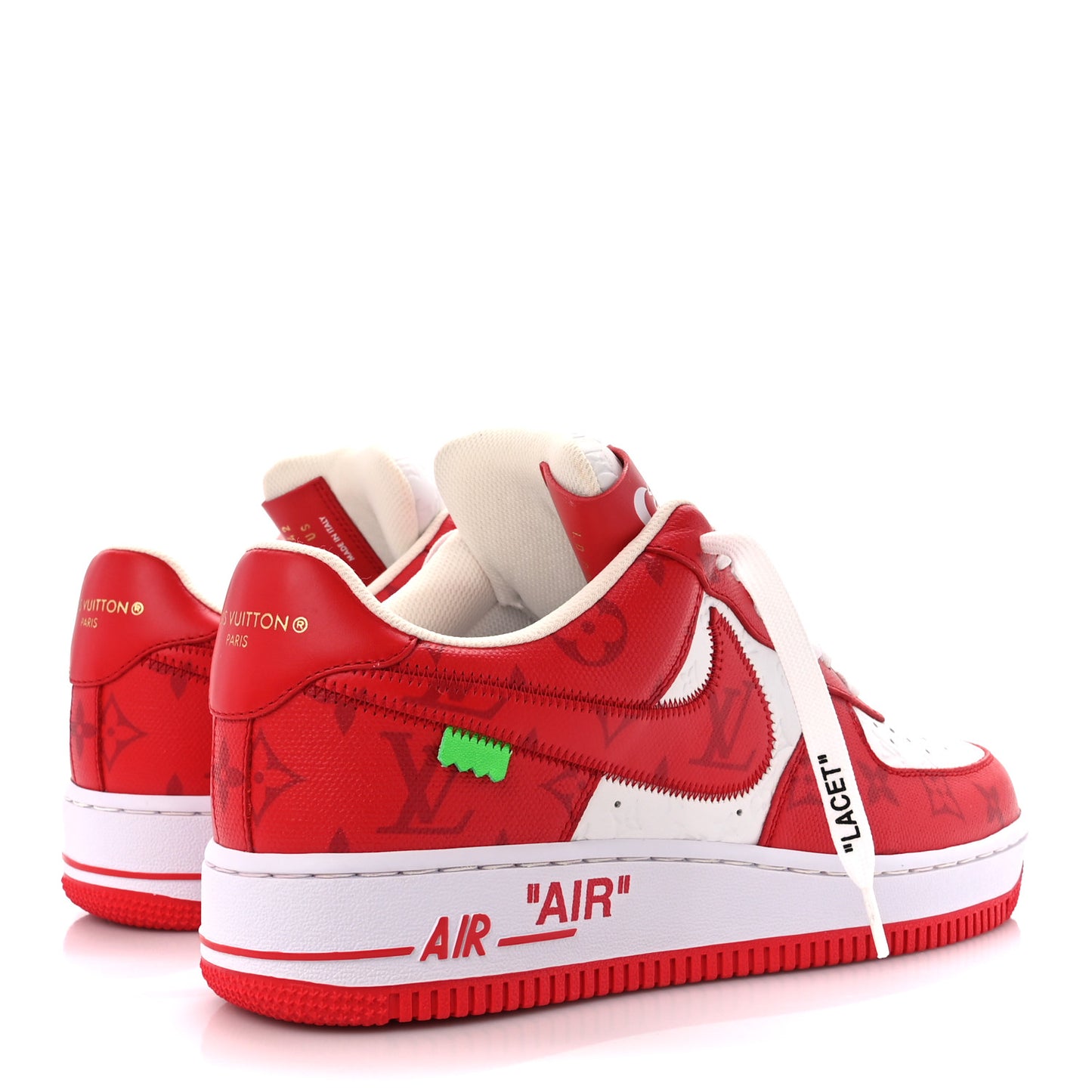 X NIKE AIR FORCE 1 Calfskin Monogram Mens Sneakers 8 Red