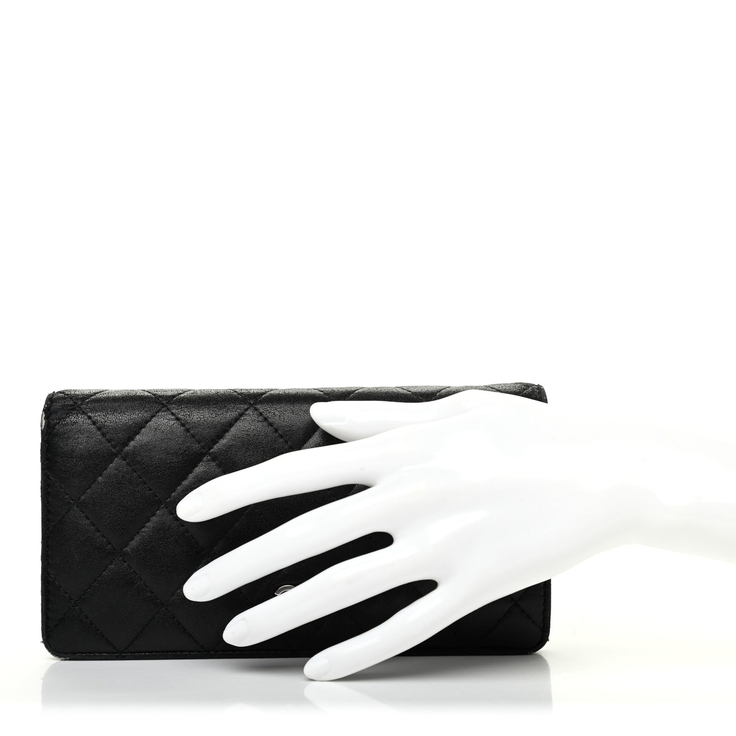 Lambskin Quilted Yen Wallet Black