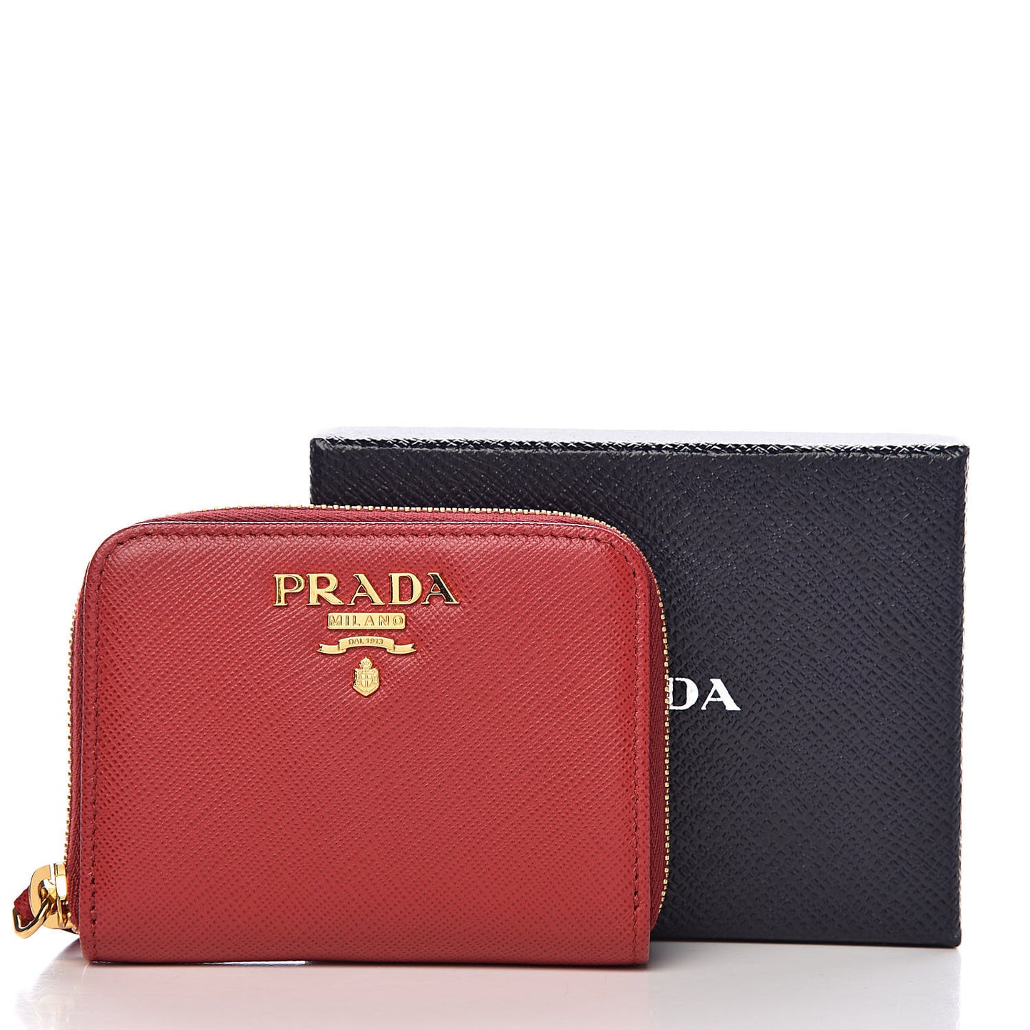 Saffiano Metal Zip Coin Purse Fuoco