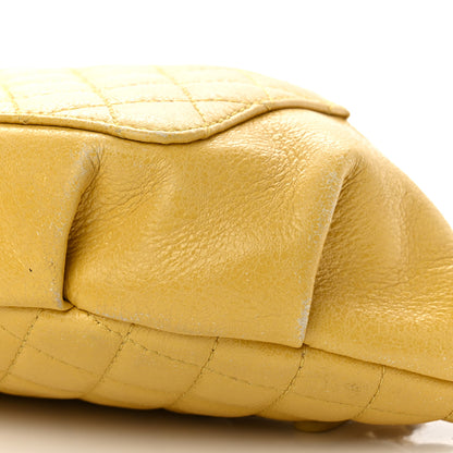 Chanel Crumpled Glazed Lambskin Quilted Waist Bag Fanny Pack Yellow 10 of 12
