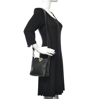 Valentino Garavani Pebbled Calfskin Mini Rockstud Flip-Lock Messenger Bag Black 2 of 9