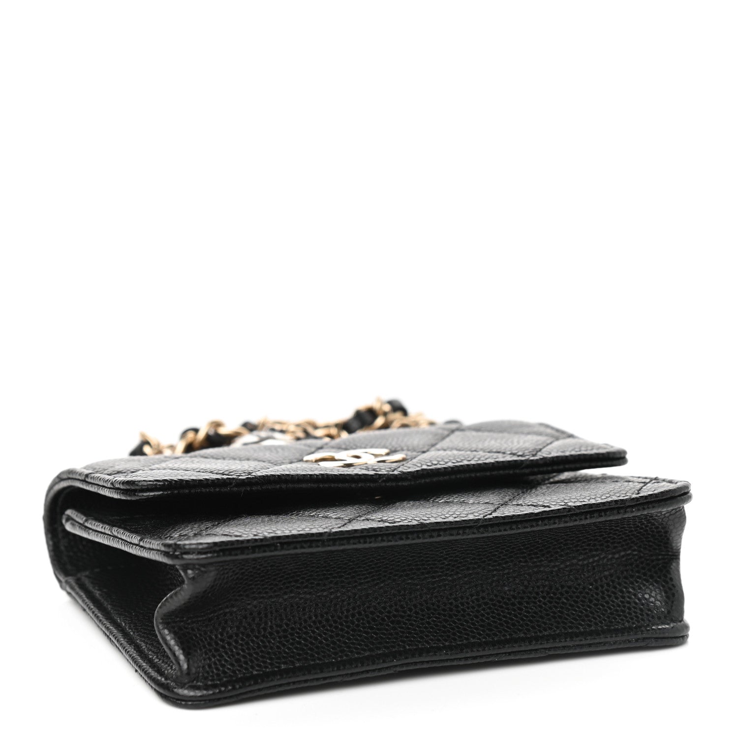 Chanel Caviar Quilted Pearl Card Holder On Chain Black 3 of 9