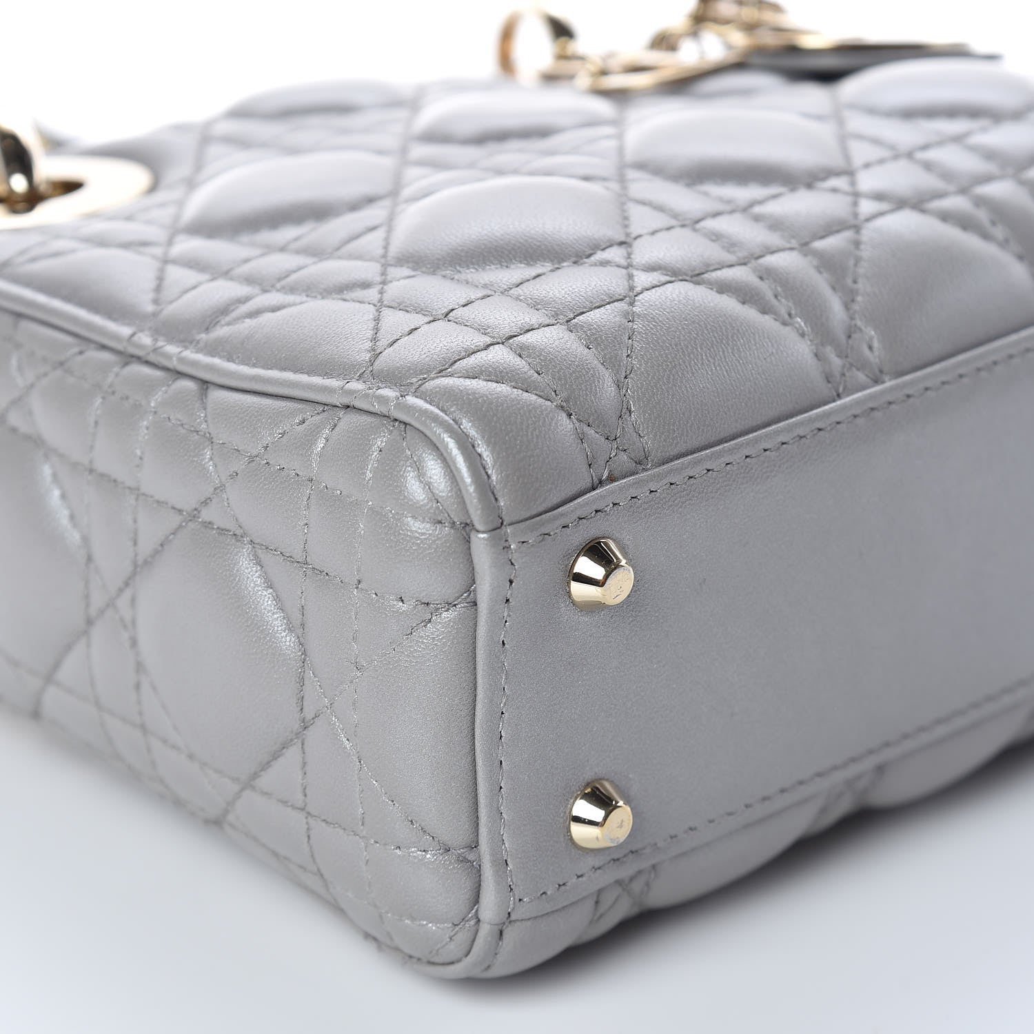 Christian Dior Metallic Lambskin Cannage Mini Lady Dior Grey 8 of 22