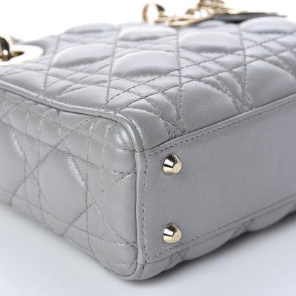 Christian Dior Metallic Lambskin Cannage Mini Lady Dior Grey 8 of 22