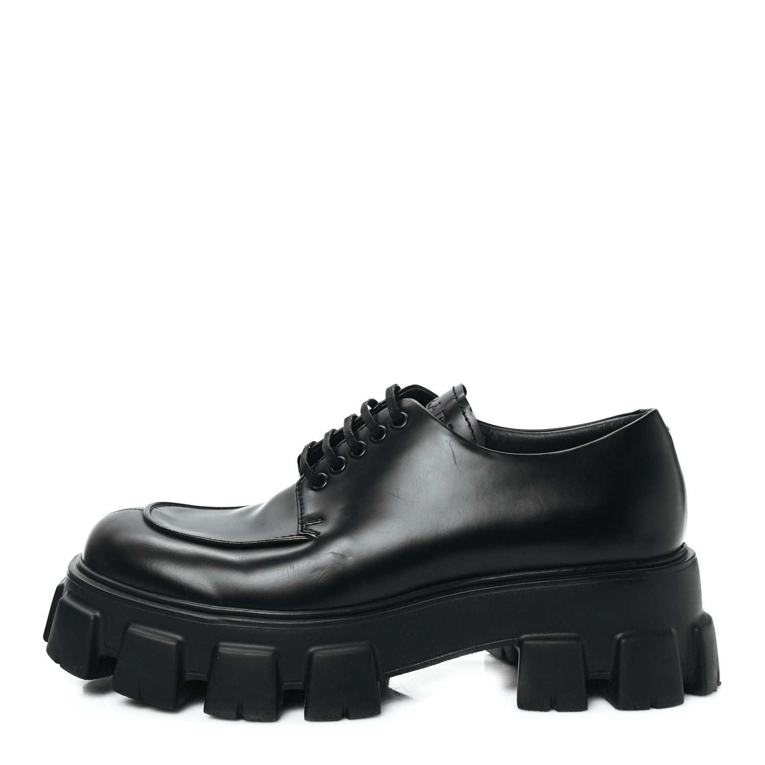 Prada Spazzolato Rois Monolith 55mm Derby Loafers 8 Black 1 of 8