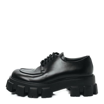 Prada Spazzolato Rois Monolith 55mm Derby Loafers 8 Black 1 of 8