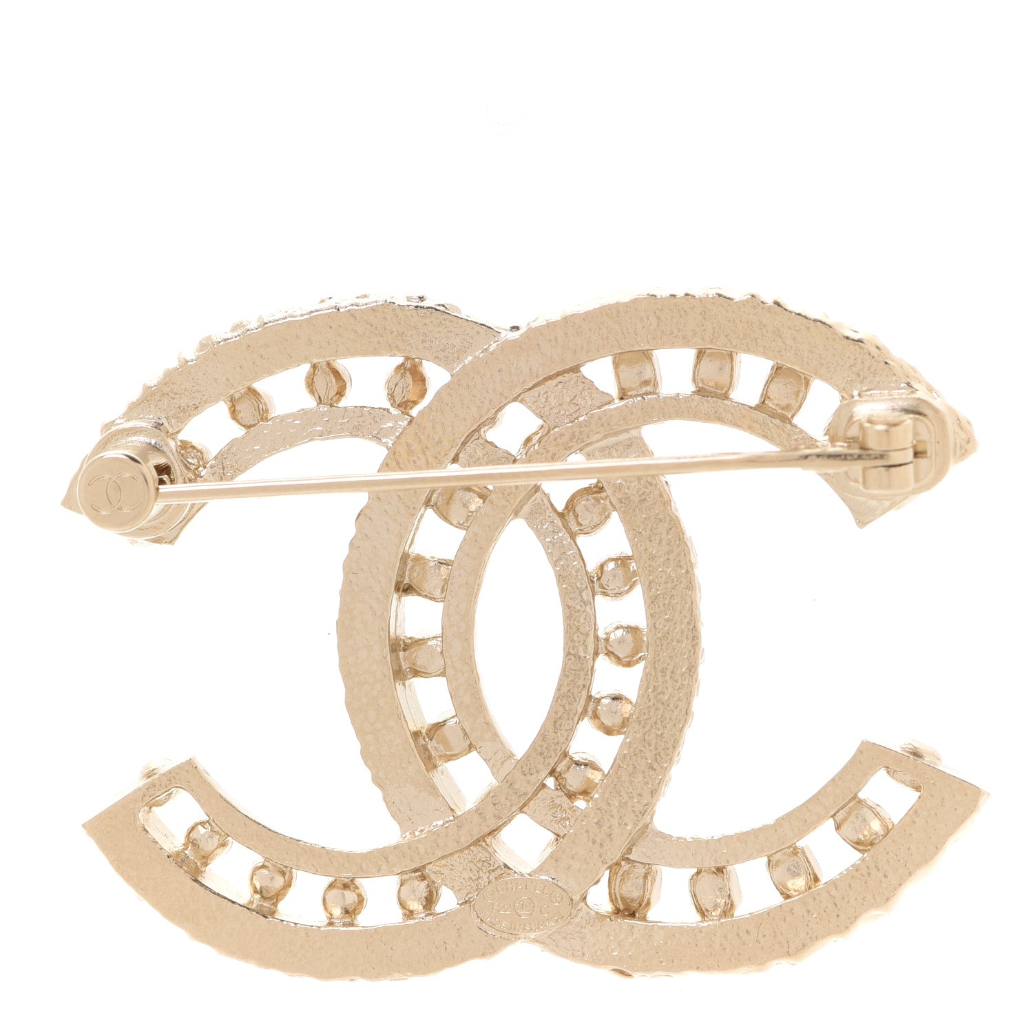 Chanel Crystal CC Brooch Light Gold 3 of 5