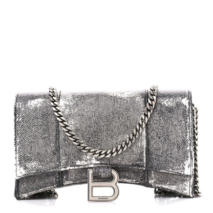 Balenciaga Nappa Denim Printed Hourglass Chain Bag Denim Black 1 of 10