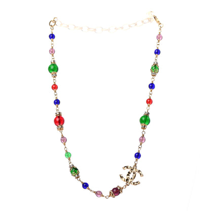 Chanel Beaded Crystal CC Necklace Gold Multi 2 of 4