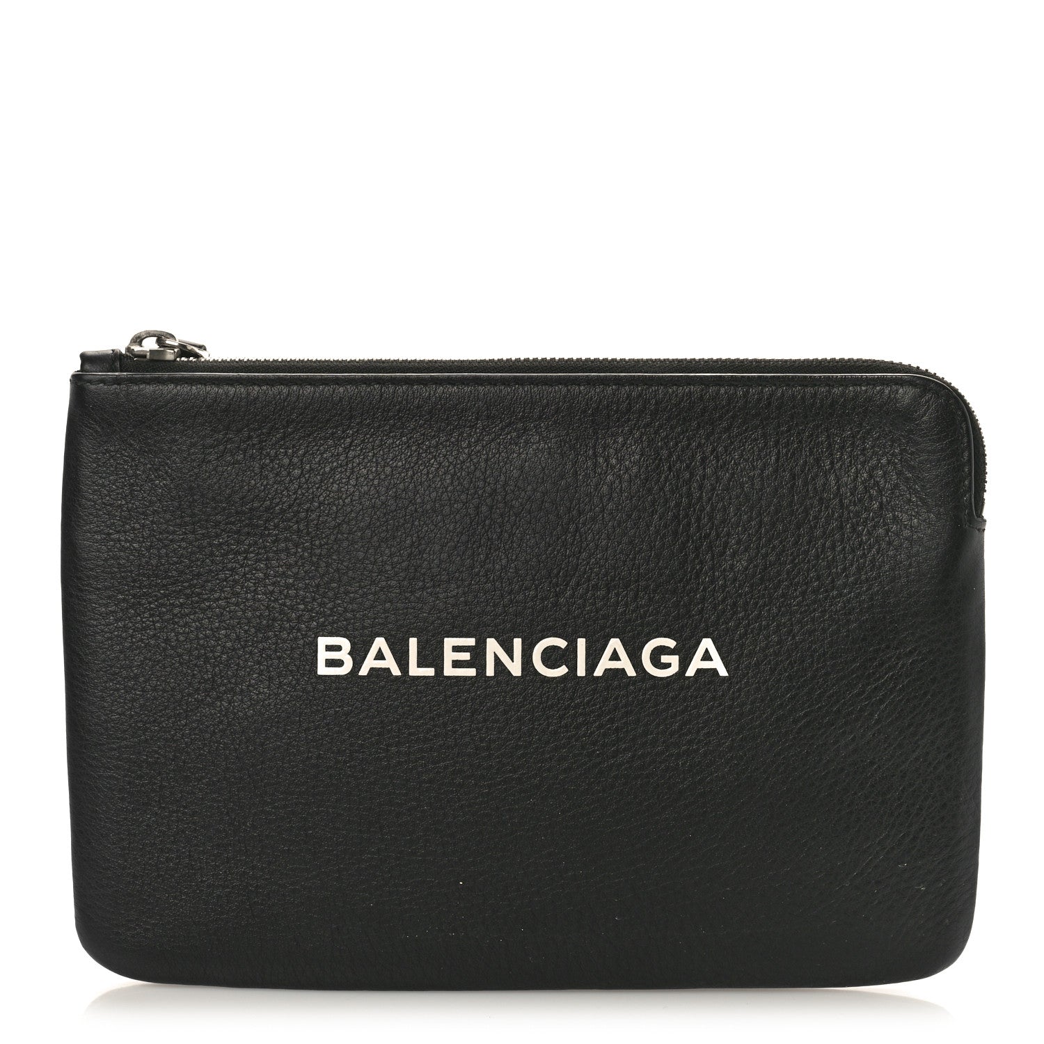 Balenciaga Calfskin Logo Medium Everyday Pouch Black 1 of 9