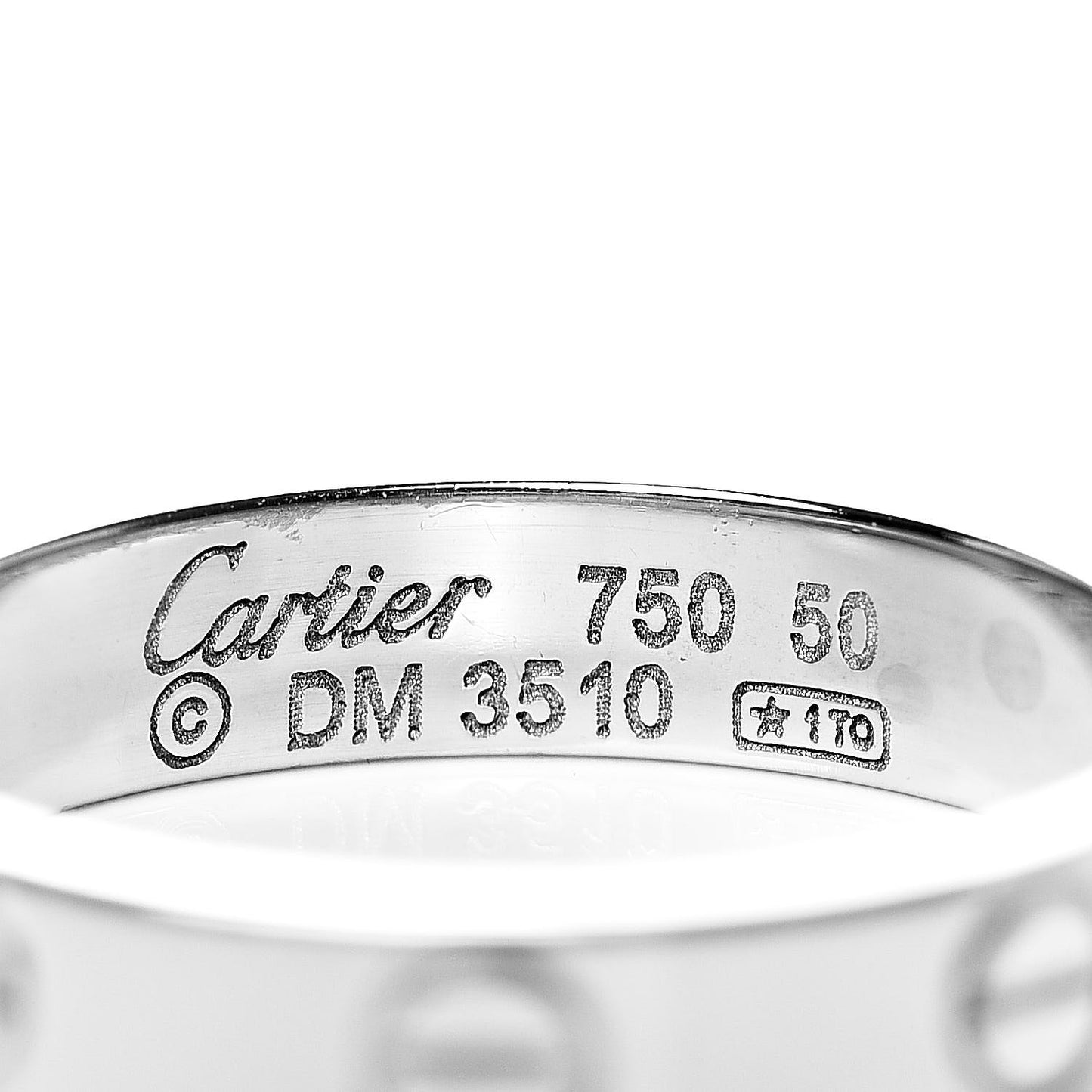 18K White Gold 3.5mm LOVE Wedding Band Ring 50 5.25