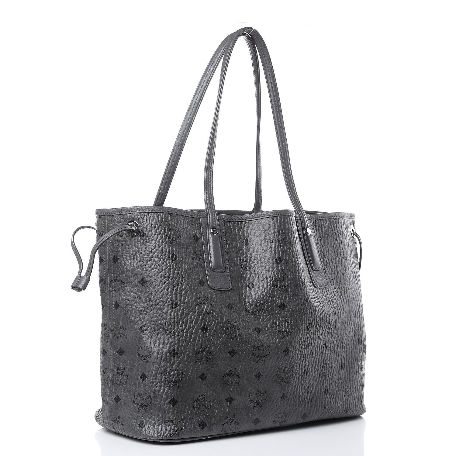 MCM Visetos Medium Liz Reversible Shopper Tote Phantom Grey 4 of 15