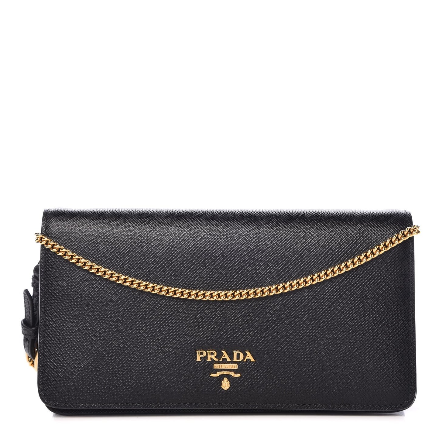Saffiano Metal Phone Wristlet Crossbody Wallet Black