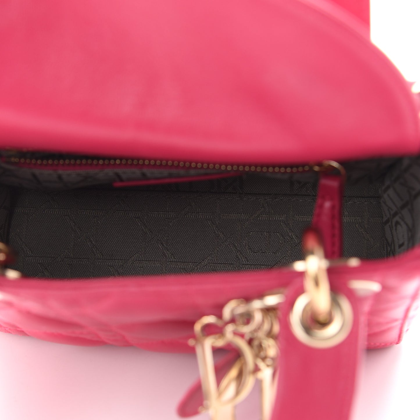 Lambskin Cannage Mini Lady Dior Fuchsia